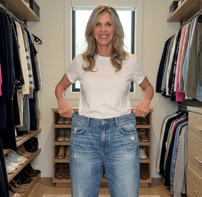 Holding out loose-fitting jeans after dropping dress sizes